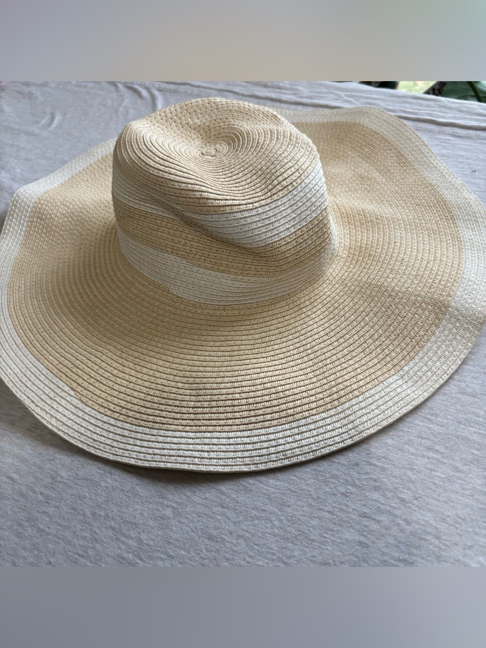 Wide Brim Floppy Straw Sun Hat Neutral Beige Packable Beach Boho